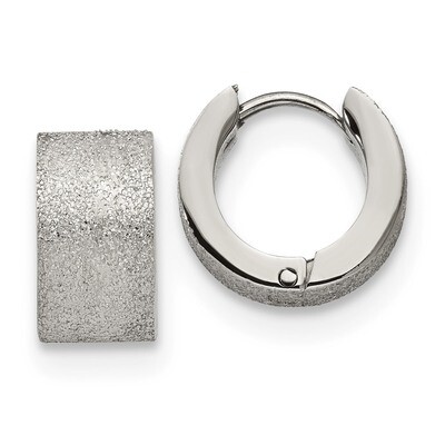 Sand Blasted 7.0mm Hinged Hoop Earrings Stainless Steel Polished SRE1233 by Chisel, MPN: SRE1233, 1…