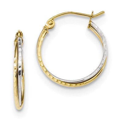 Diamond Cut Twisted Hoop Earrings 10k Two-tone Gold 10TC399, MPN: 10TC399, 191101344305