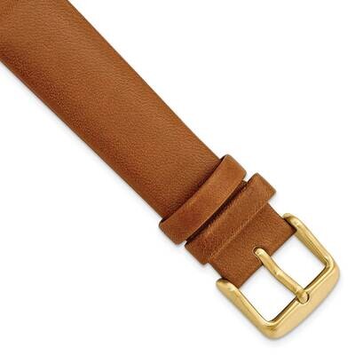 18mm Lt. Brown Padded No-Stitch Calfskin IP-platd Buckle Watch Band Gold-tone BAY542-18, MPN: BAY54…
