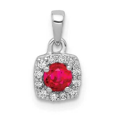 .20 Ruby Square Halo Pendant 14k White Gold Diamond PM5248-RU-010-WA, MPN: PM5248-RU-010-WA, 883957…