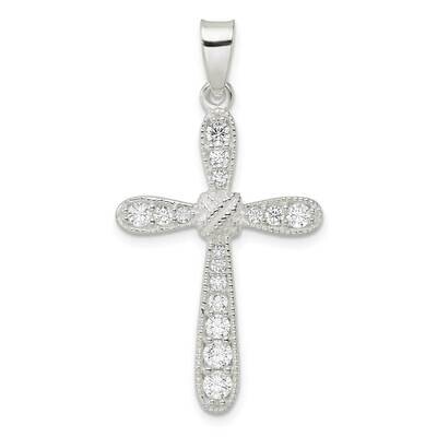 x-Center Cross Pendant Sterling Silver Cz Diamond QC11162, MPN: QC11162,