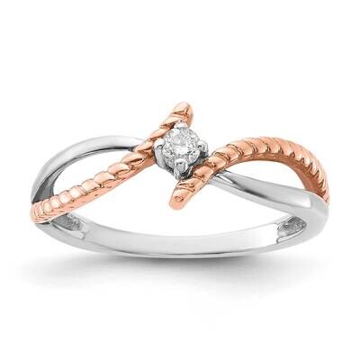 Sterling Silver Rose Tone Polished Diamond Textured Ring RLD3879-SSAB-7