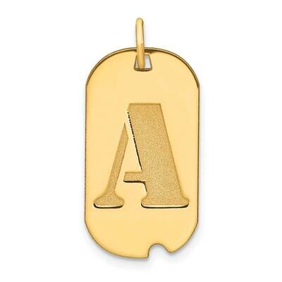 Letter A Initial Dog Tag Pendant 14k Gold Polished YC1439A, MPN: YC1439A, 196904087763