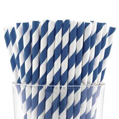 Pack of 150 Navy Wide Stripe Bio-degradable Paper Straws GM22629, MPN: GM22629, 788089151201