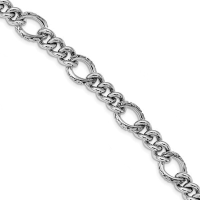 Leslie&#39;s Textured Fancy Link Bracelet 8 Inch Sterling Silver Polished HB-QLF933-8, MPN: QLF933-8, 1…