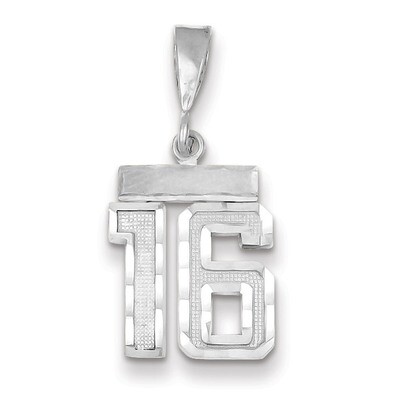 Number 16 Charm Small Diamond -cut 14k white Gold WSN16, MPN: WSN16, 883957111568