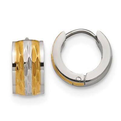 Yellow IP-Plated Hinged Hoop Earrings Stainless Steel SRE1307 by Chisel, MPN: SRE1307, 191101499319