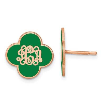 Epoxied Clover Monogram Post Earrings 14k Rose Gold XNE42R, MPN: XNE42R,