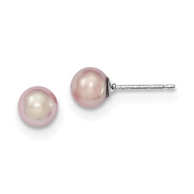 8-9mm Purple Freshwater Cultured Round Pearl Stud Earrings Sterling Silver QE12729, MPN: QE12729, 1…
