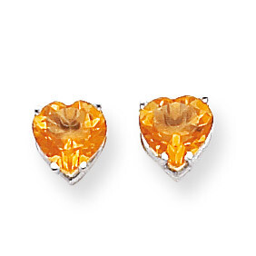 7mm Heart Citrine Earrings 14k White Gold XE99WCI, MPN: XE99WCI, 883957111087