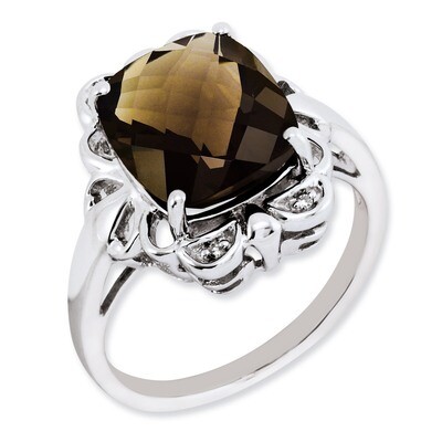Smoky Quartz &amp; Diamond Ring Sterling Silver QR2925SQ, MPN: QR2925SQ, 886774674278