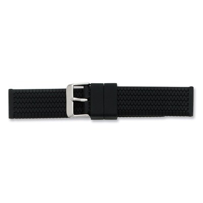 18mm Black Tread Silicone Rubber Watch Band 7.75 Inch Silver-tone Buckle BA213-18, MPN: BA213-18, 8…