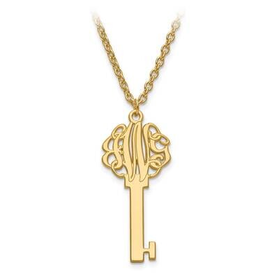 Key Monogram Pendant with Chain 10k Gold Laser Polished 10XNA557Y, MPN: 10XNA557Y, 886774579733