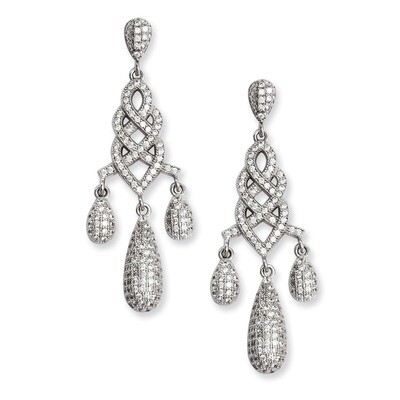 CZ Brilliant Embers Dangle Post Earrings Sterling Silver QMP747