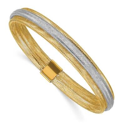 Leslie&#39;s Textured Stretch Bracelet 14k Two-tone Gold Polished HB-LF1334, MPN: LF1334, 191101880766