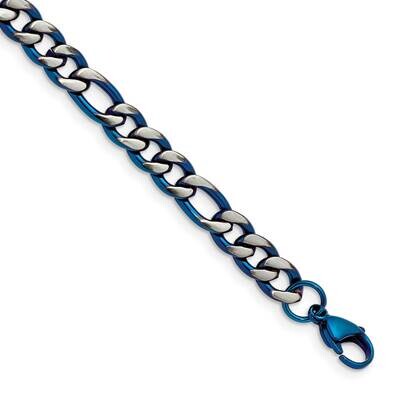 Blue Ip-Plated 7.5mm 8.5 Inch Bracelet Stainless Steel Brushed and Polished SRB2659-8.5, MPN: SRB26…