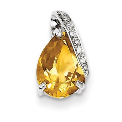 Pear Citrine Pendant Sterling Silver Rhodium QDX775, MPN: QDX775, 883957479941
