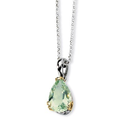 14k Gold Green Quartz Necklace 18 Inch Sterling Silver QG2732-18, MPN: QG2732-18, 685146726726