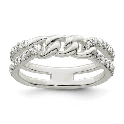 CZ Chain Detail Ring Sterling Silver Polished QR7274-7, MPN: QR7274-7,