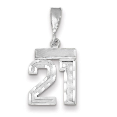 Number 21 Charm Small Diamond -cut 14k white Gold WSN21, MPN: WSN21, 883957111612