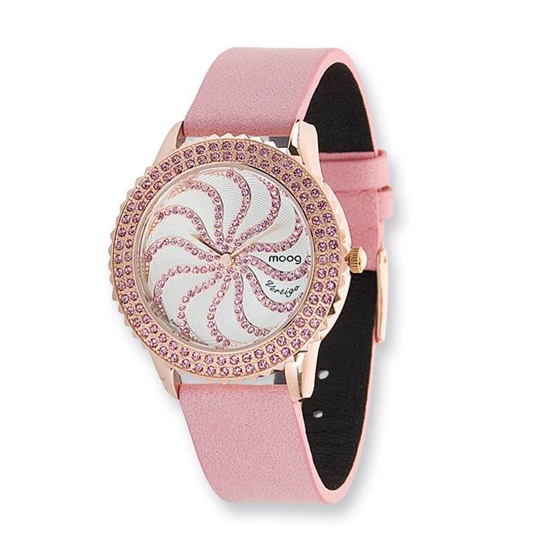 Moog Vertigo White Dial Pink Leather Watch - Fashionista