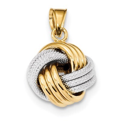 Polished Textured Love Knot Pendant 14k Two-Tone Gold SF2477, MPN: SF2477, 191101604621