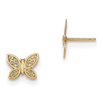 Butterfly Post Earrings 14k Gold Polished YE1754, MPN: YE1754, 886774762043