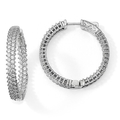 CZ In &amp; Out Hoop Earrings Sterling Silver Rhodium-plated QE13006, MPN: QE13006, 886774727608