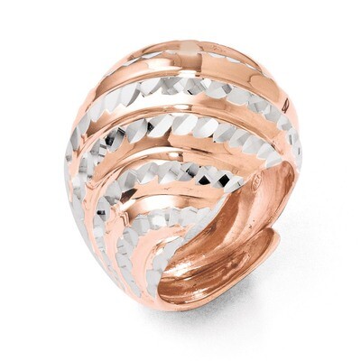 Sterling Silver Rose Gold-plated Diamond-cut Adjustable Ring FR96