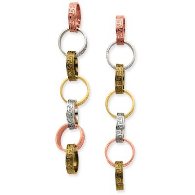 Quad Colored Circle Dangle Earrings Sterling Silver QPRE129