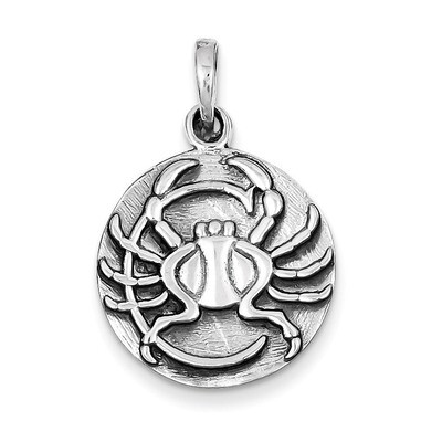 Antique Finish Cancer Horoscope Pendant Sterling Silver Polished QC7415, MPN: QC7415, 883957029733