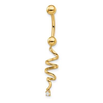Twisted Belly Ring 14k Gold CZ Diamond BD204, MPN: BD204, 883957182964