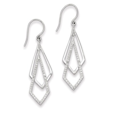Dangle Earrings Sterling Silver Rhodium-plated Diamond QE10587, MPN: QE10587, 883957356907