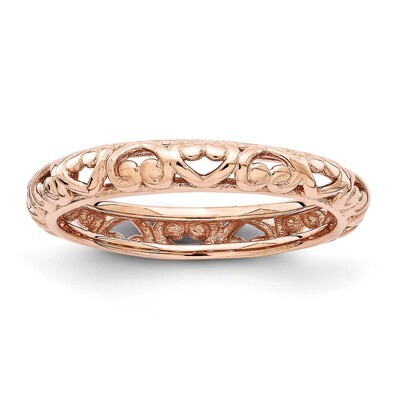 Pink-Plated Carved Ring Sterling Silver QSK1613-10, MPN: QSK1613, 886774250649
