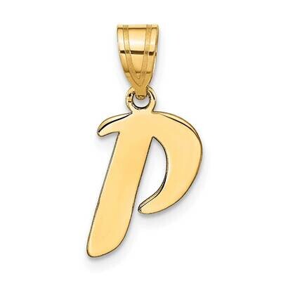 Script Letter P Initial Pendant 14k Gold Polished YC1438P, MPN: YC1438P, 196904084663