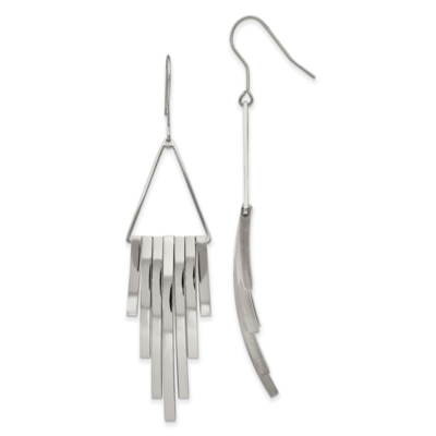 Bar Shepherd Hook Dangle Earrings Stainless Steel Polished SRE1027 by Chisel, MPN: SRE1027, 1911016…