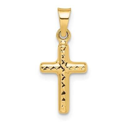 Diamond-Cut Reversible Puffed Cross Pendant 14k Gold Polished XR1878, MPN: XR1878,