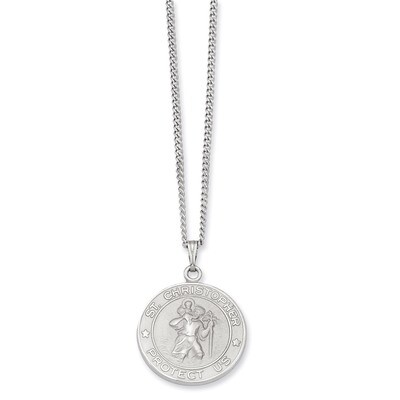 Kelly Waters Saint Christopher Medal Necklace 24 Inch Rhodium-plated KW418-24, MPN: KW418-24, 88677…