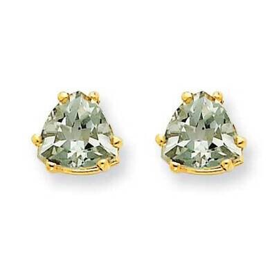 6mm Trillion Checker-Cut Green Quartz Earrings 14k Gold XE94CG, MPN: XE94CG, 883957109787