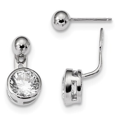 CZ Diamond Front &amp; Back Post Earrings Sterling Silver Rhodium-plated QE13651, MPN: QE13651, 8867740…