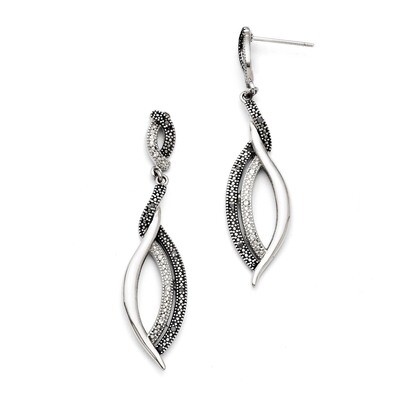 Antiqued Synthetic Diamond Post Dangle Earrings - Stainless Steel SRE707 by Chisel, MPN: SRE707, 88…