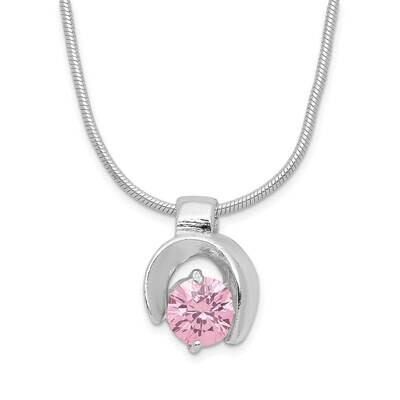 Pink CZ Diamond Necklace 18 Inch Sterling Silver QH620-18, MPN: QH620-18, 883957056142