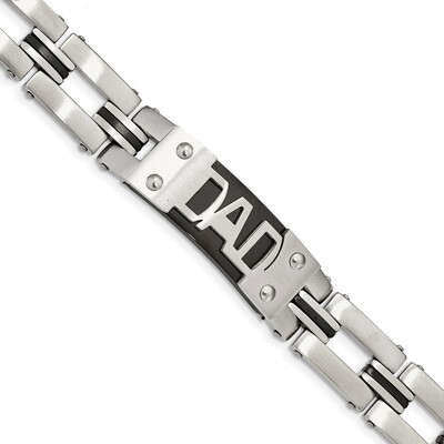 Black IP-plated DAD 9 inch Bracelet Stainless Steel Brushed and Polished SRB1837-9 by Chisel, MPN: …