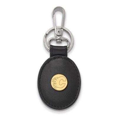 Calgary Flames Black Leather Oval Key Chain Gold-plated Silver GP010FLA-K1, MPN: GP010FLA-K1, 88677…