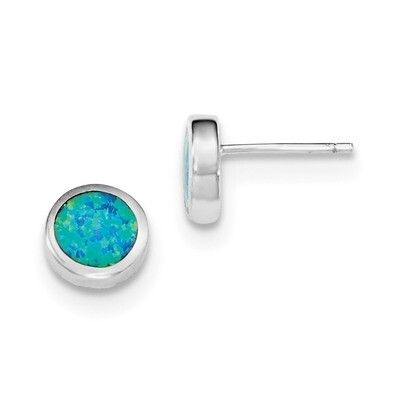 Synthetic Opal Polished Post Earrings Sterling Silver Rhodium-plated QE12349, MPN: QE12349, 1911013…