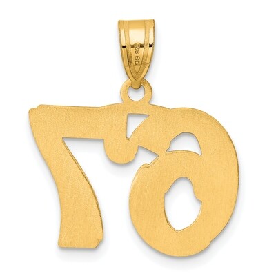 Number 67 Pendant 14k Gold Polished Etched AEN67, MPN: AEN67, 196904080641