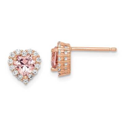 Rose-plated Crystal Heart Post Earrings Sterling Silver QE14074, MPN: QE14074, 886774115214
