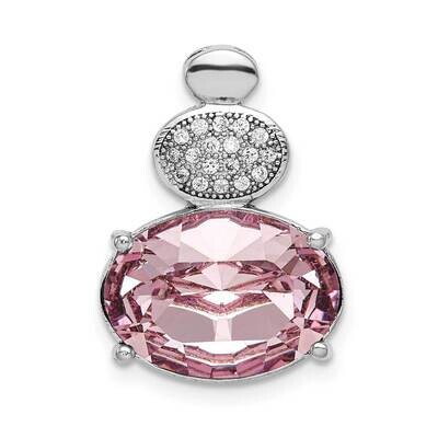 Clear &amp; Pink Crystal Oval Chain Slide Sterling Silver Rhodium-plated QP5370, MPN: QP5370, 886774015…