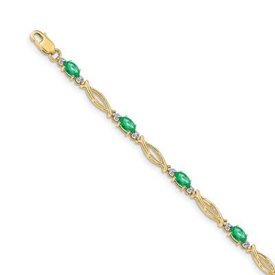 Emerald Bracelet 14k Gold Diamond BM4483-EM-001-YA, MPN: BM4483-EM-001-YA, 883957386065