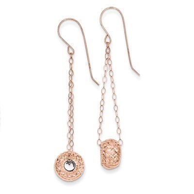 Chain with Diamond-cut Puff Donut Bead Earrings 14k Rose Gold TL930, MPN: TL930, 883957006307